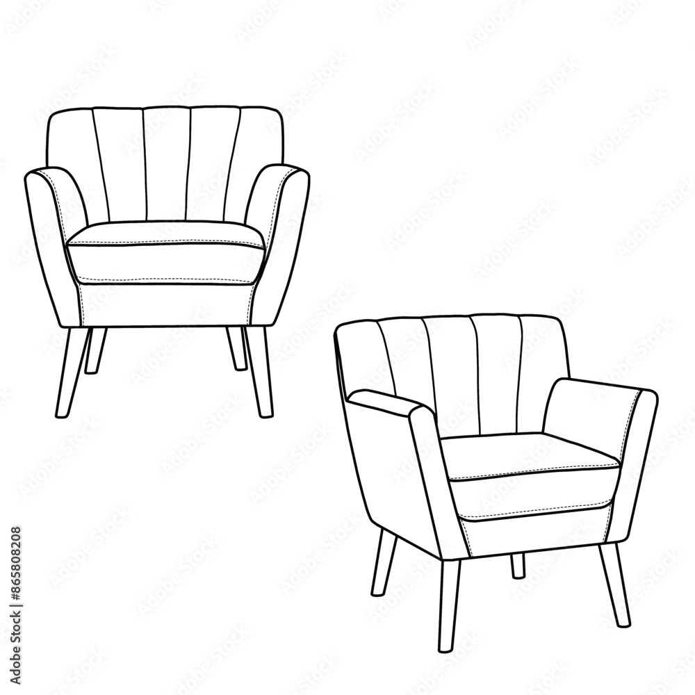 Modern comfy armchair, vector illustration isolated on a white background. Modern comfy armchair, vector illustration isolated on a white background.