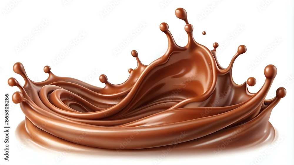 Melted milk chocolate drip wave. Flowing hot liquid chocolate with splash drop, smooth creamy texture, sweet dessert. Isolated on white background. Vector illustration Melted milk chocolate drip wave. Flowing hot liquid chocolate with splash drop, smooth creamy texture, sweet dessert. Isolated on white background. Vector illustration