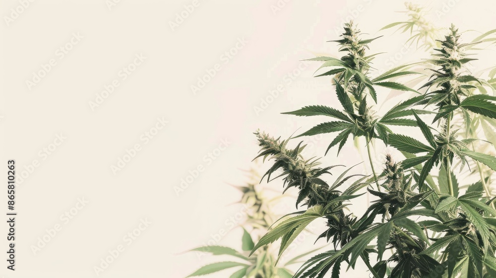 Marijuana Flowers on White Background with Space for Text Marijuana Flowers on White Background with Space for Text