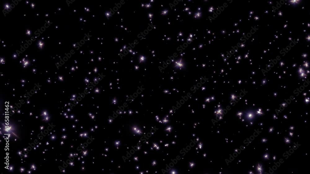 Loop magical glow white stars particles falling down animation on black ...