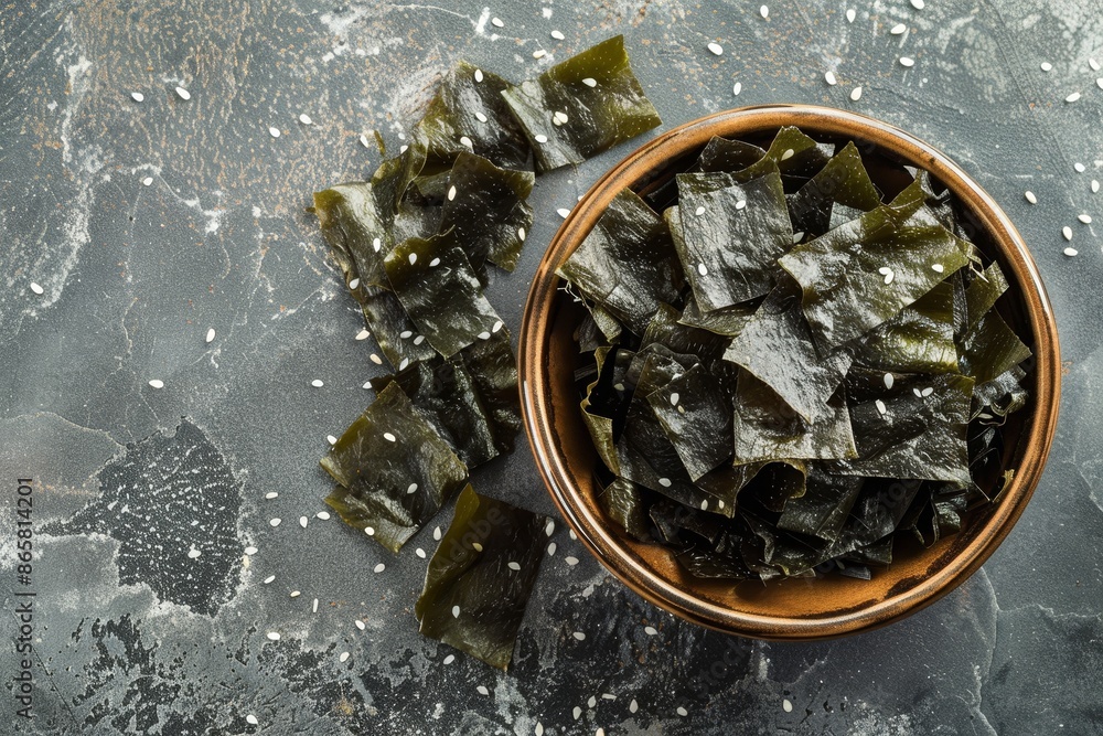 Top view of dried seaweed a healthy snack Top view of dried seaweed a healthy snack