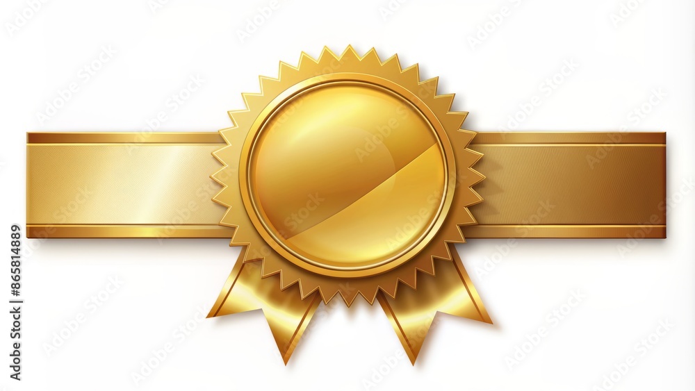 Golden certificate icon with officially sealed ribbon, symbolizing achievement, award, grant, or diploma, on a clean white isolated background. Golden certificate icon with officially sealed ribbon, symbolizing achievement, award, grant, or diploma, on a clean white isolated background.