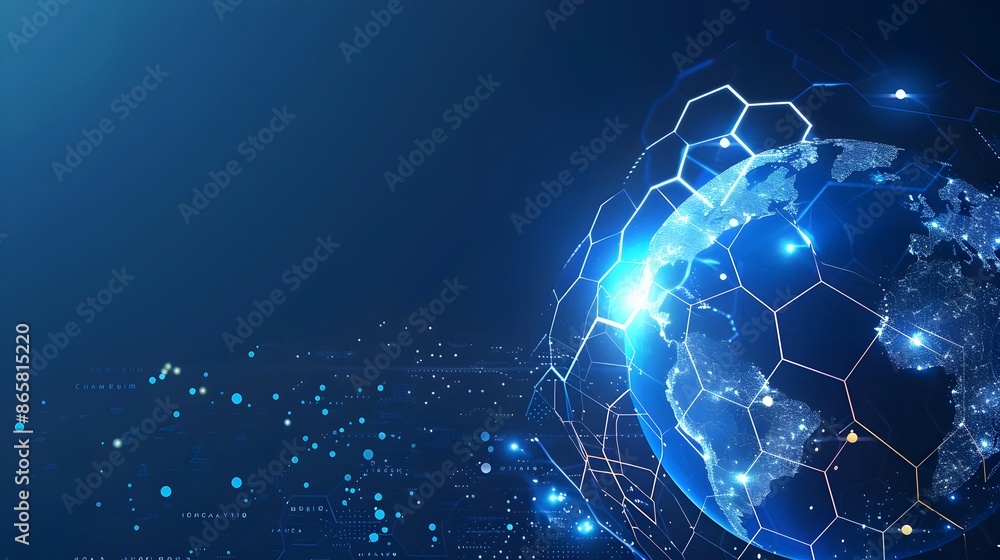 Elegant Global Network Connection on Dark Blue Tech Backdrop Elegant Global Network Connection on Dark Blue Tech Backdrop