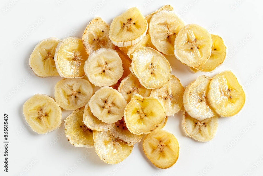 Top view of sliced bananas on white background Top view of sliced bananas on white background