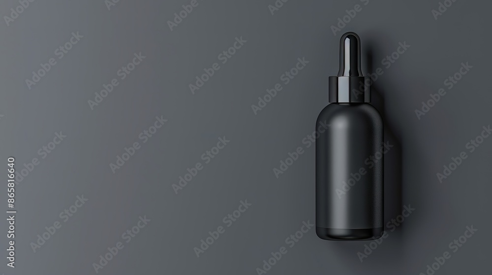 a matte black serum bottle with a matte black dropper a matte black serum bottle with a matte black dropper