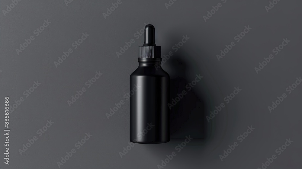 a matte black serum bottle with a matte black dropper a matte black serum bottle with a matte black dropper