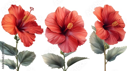 Wallpaper Mural red hibiscus flower isolated Torontodigital.ca