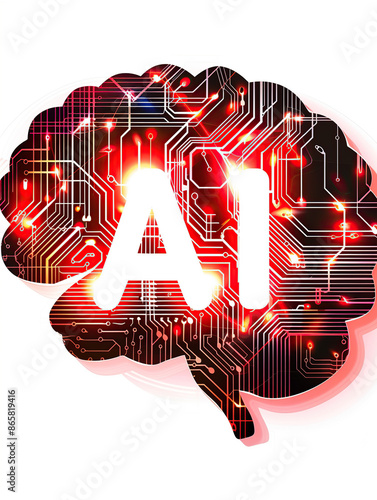 red circuit brain ai concept clip art preview