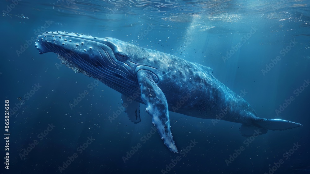 Fototapeta premium The Majestic Blue Whale in the Ocean 