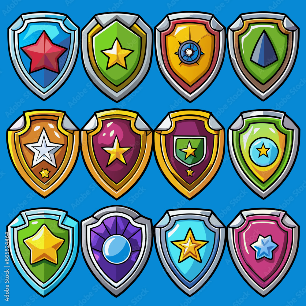 Obraz premium 15 Set of shield midels badges. Vector illustration