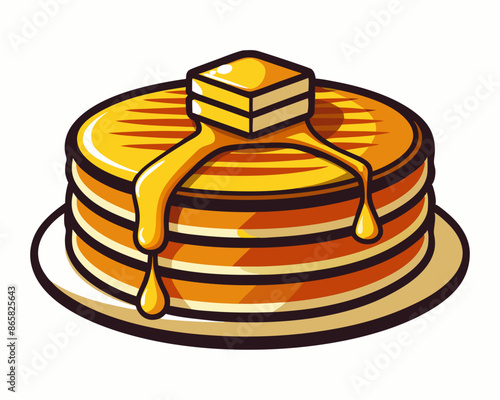 colorful bold illustration of junk food or fast food theme, honey pancake