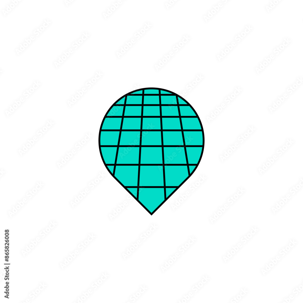 Location pin logo icon with crossed grid lines. Location pin logo icon with crossed grid lines.