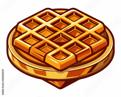 colorful bold illustration of junk food or fast food theme, waffle