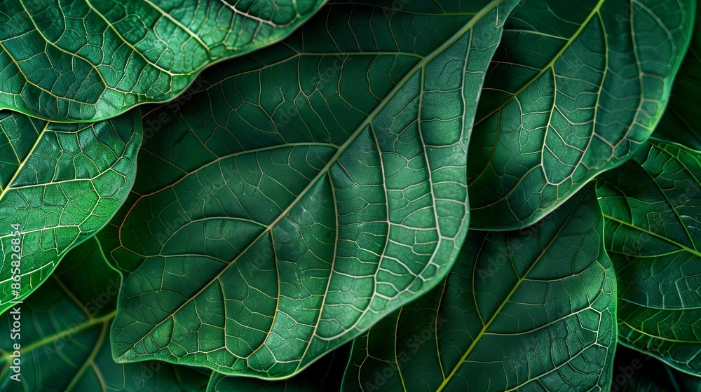 Closeup leaf texture. Green tropical plant close Closeup leaf texture. Green tropical plant close