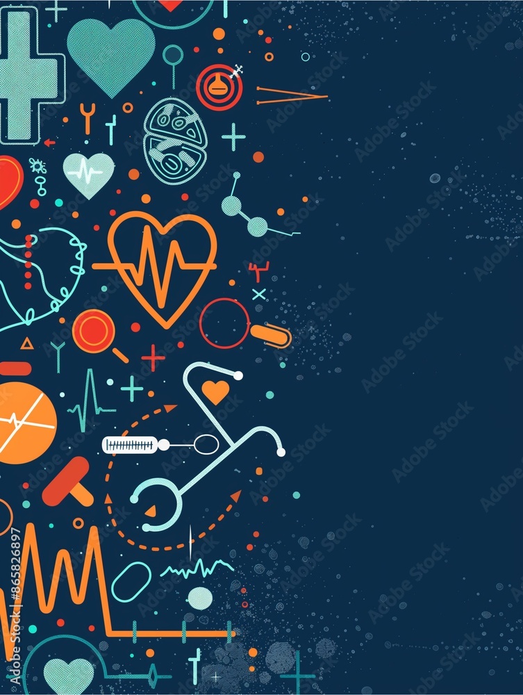 Obraz premium Illustration of medical symbols background.