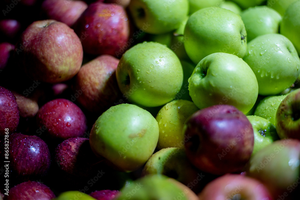 Fresh and tasty mixed apple fruits on the market Fresh and tasty mixed apple fruits on the market