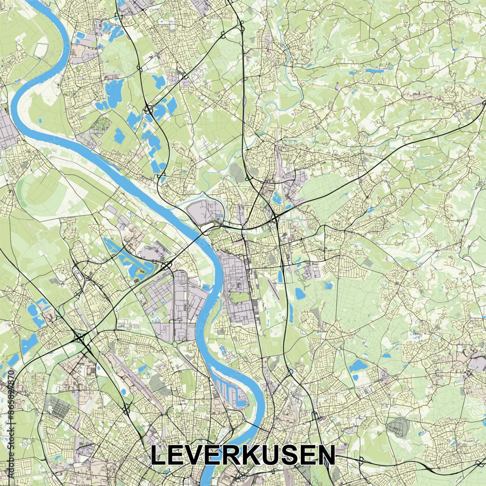 Fototapeta premium Leverkusen, Germany map poster art