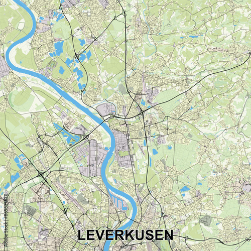 Leverkusen, Germany map poster art