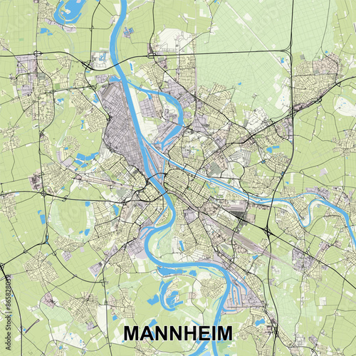 Mannheim, Germany map poster art