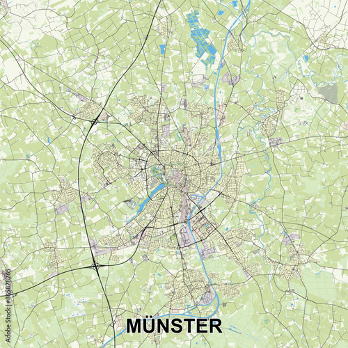 Münster, Germany map poster art