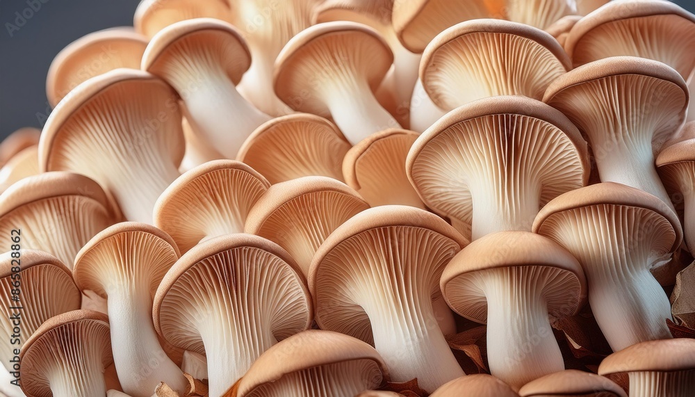 Cluster of Fresh Oyster Mushrooms Closeup Cluster of Fresh Oyster Mushrooms Closeup