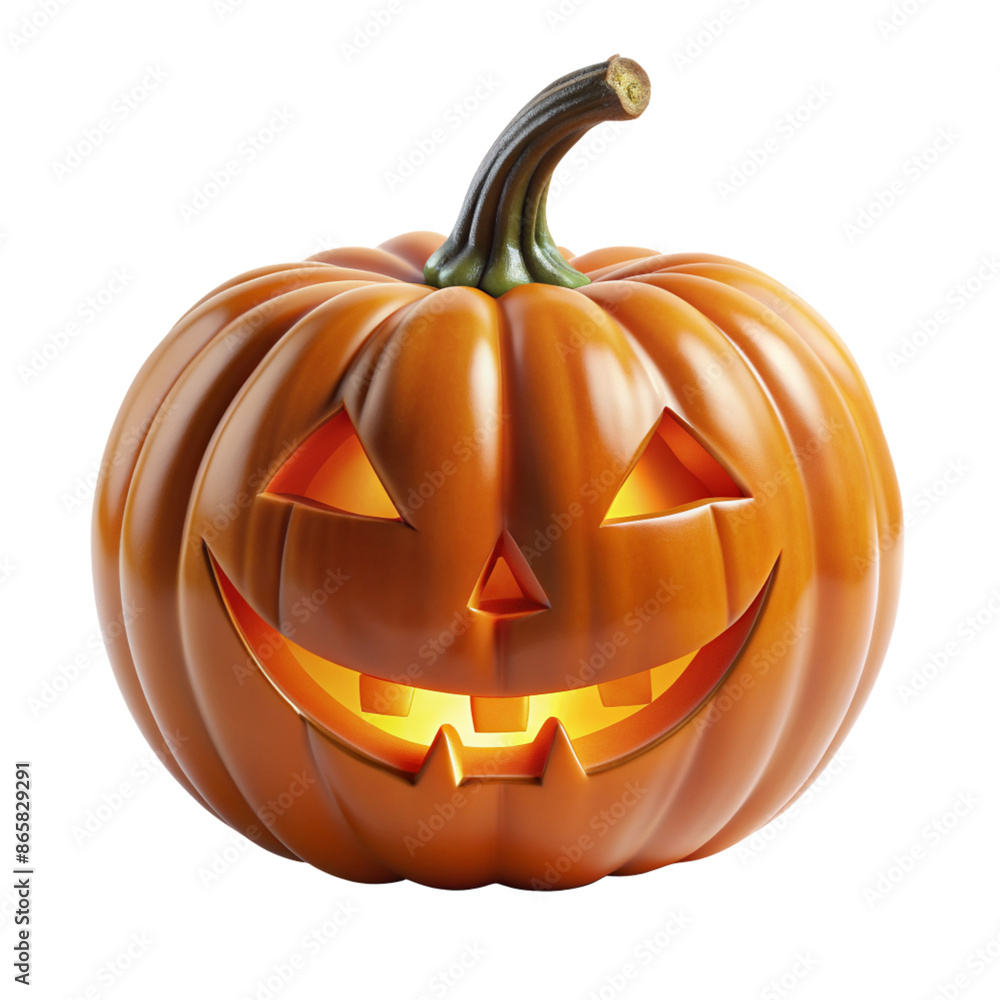 Smiling jack-o'-lantern with glowing eyes and mouth isolated on a transparent checkered background Smiling jack-o'-lantern with glowing eyes and mouth isolated on a transparent checkered background