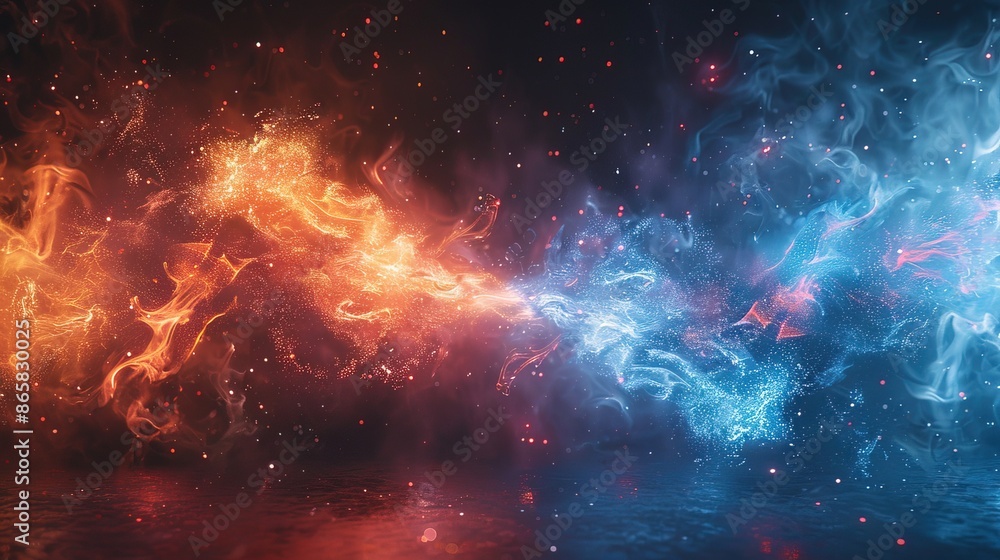 Obraz premium Blue and red electricity isolated on transparent background.electrical charge