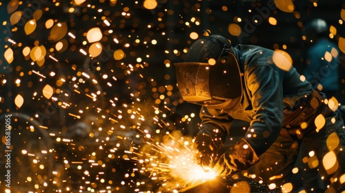 A Welder at Work in Workshop