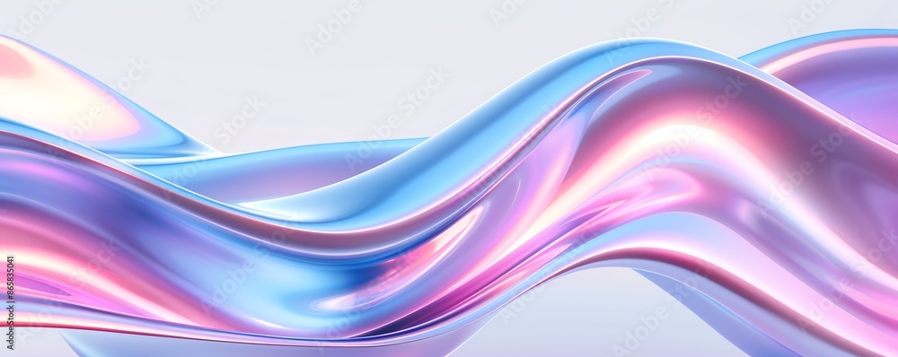 Abstract iridescent waves with blue and pink hues, creating a futuristic and fluid digital art piece. Abstract iridescent waves with blue and pink hues, creating a futuristic and fluid digital art piece.
