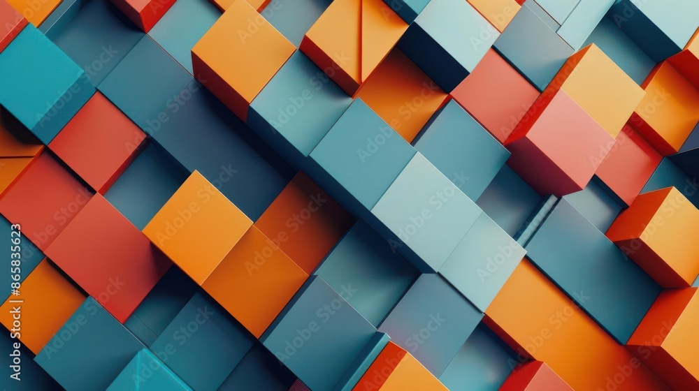 An abstract geometric pattern with vibrant colors and 3D elements, evoking modern art and design trends, Abstract, Bright colors, 3D rendering An abstract geometric pattern with vibrant colors and 3D elements, evoking modern art and design trends, Abstract, Bright colors, 3D rendering