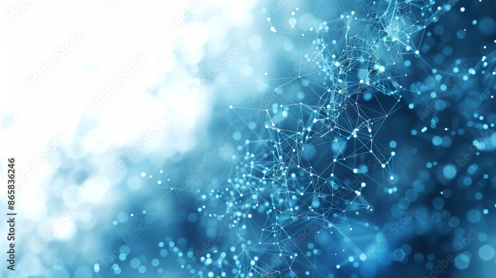 Obraz premium A blue abstract background with connections of dots and lines. 