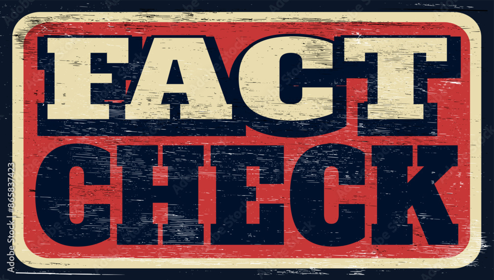 Fototapeta premium Aged vintage fact check sign on wood