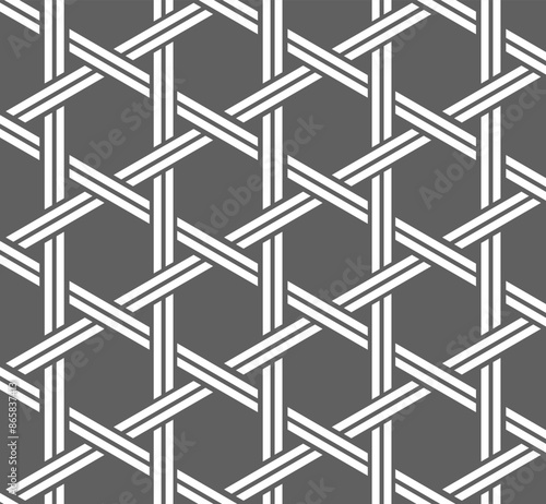 geometric rattan basketwork seamless pattern stylish texture with repeating straight lines illustration design vector on grey background used for decoration,wallpaper,pattern fills,background