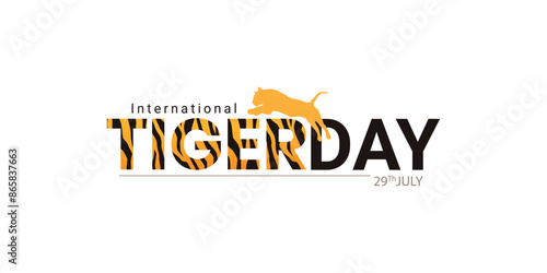 International Tiger Day typography logo lettering thematic creative vector illustration banner poster design, World Wildlife Day Concept Nature reserve conserve Wildlife reserve tiger, Environment day