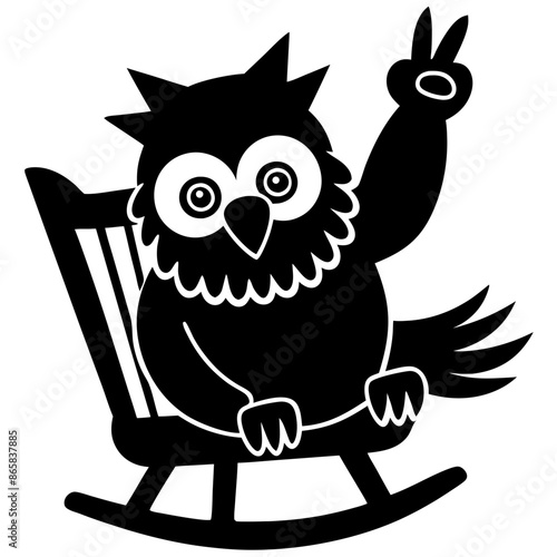 A funny cartoon owl silhouette vector Illustration.