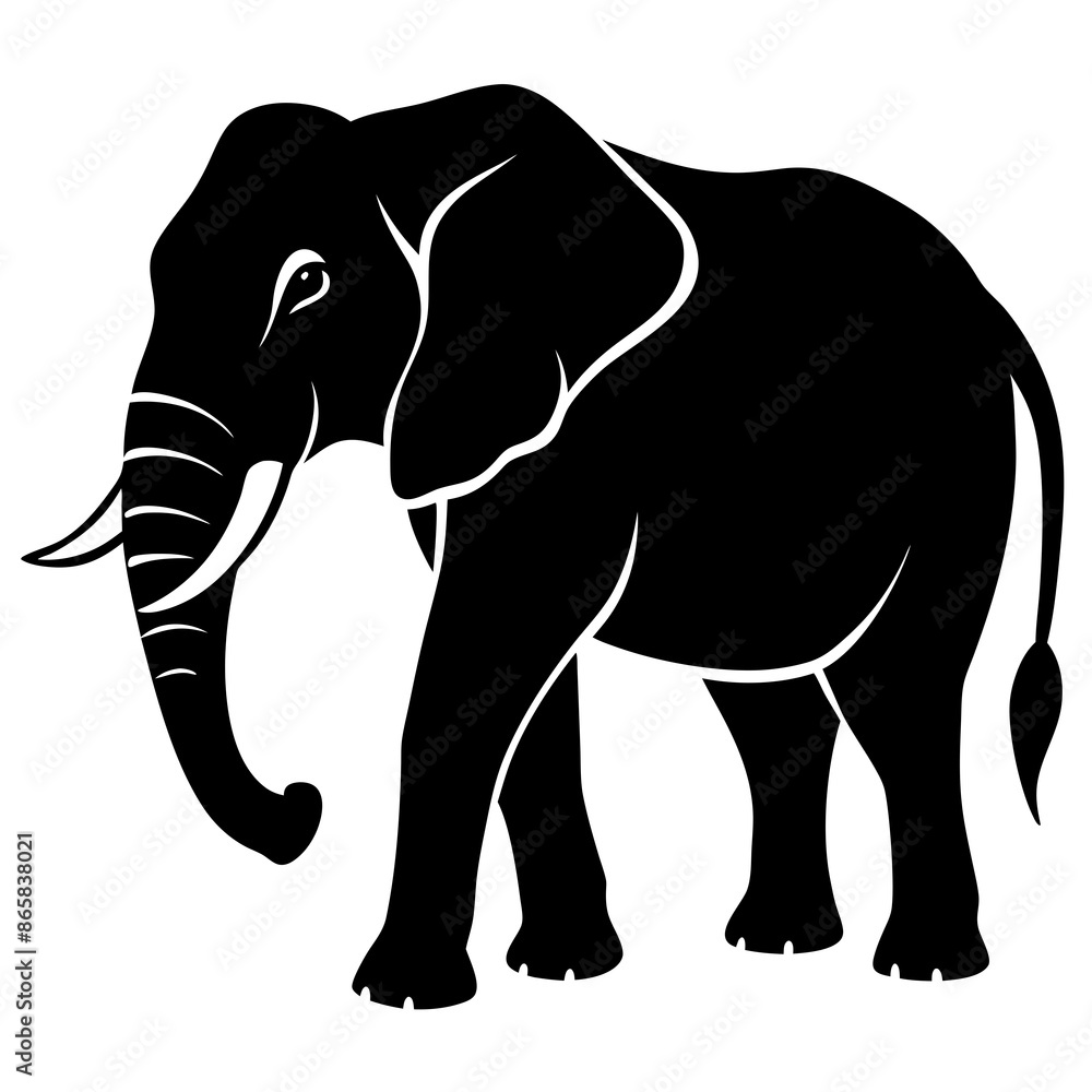Fototapeta premium Elephant silhouette vector Illustration.
