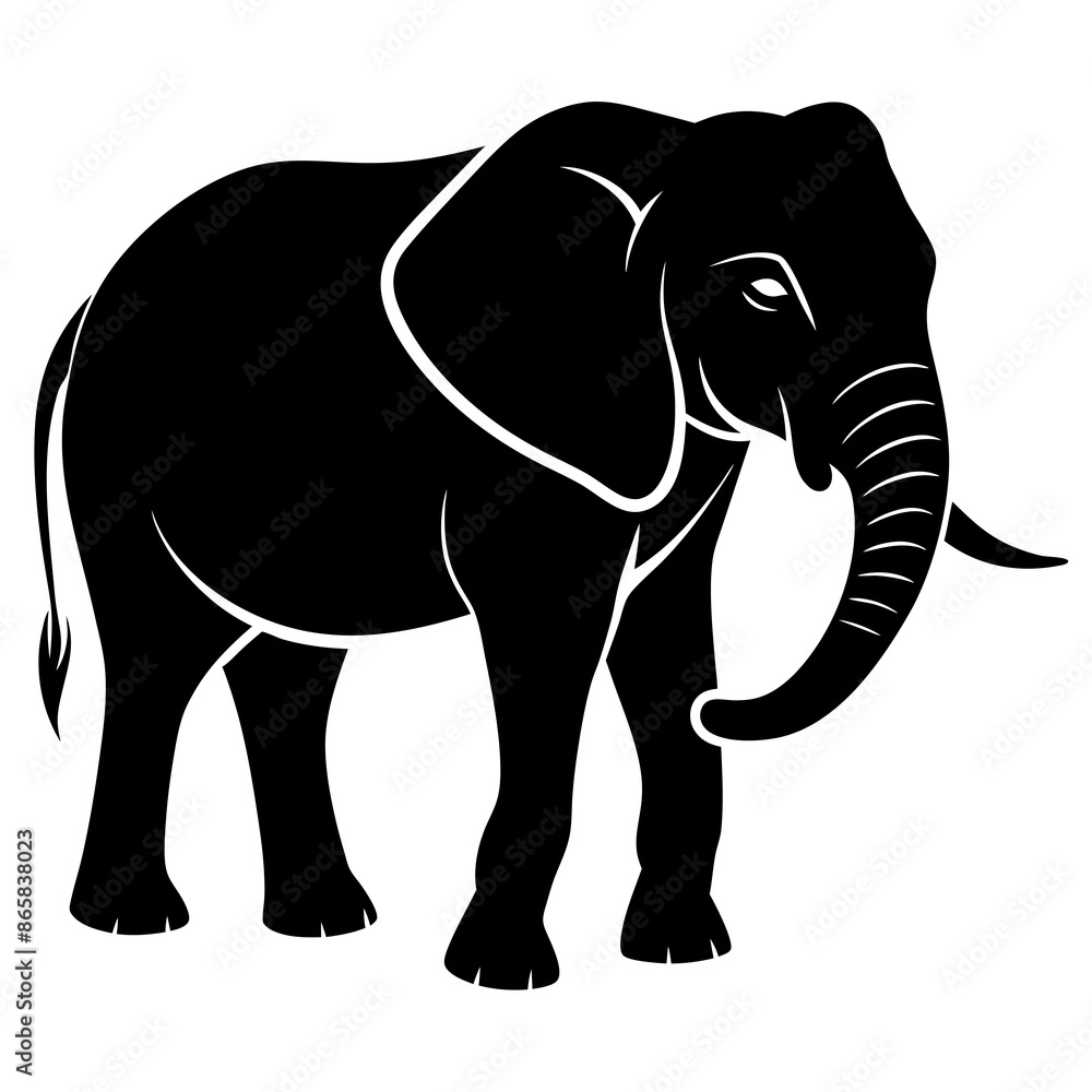 Fototapeta premium Elephant silhouette vector Illustration.