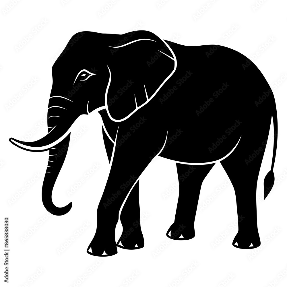 Fototapeta premium Elephant silhouette vector Illustration.