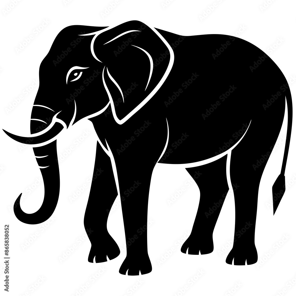 Fototapeta premium Elephant silhouette vector Illustration.