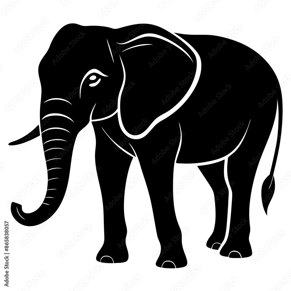 Fototapeta premium Elephant silhouette vector Illustration.