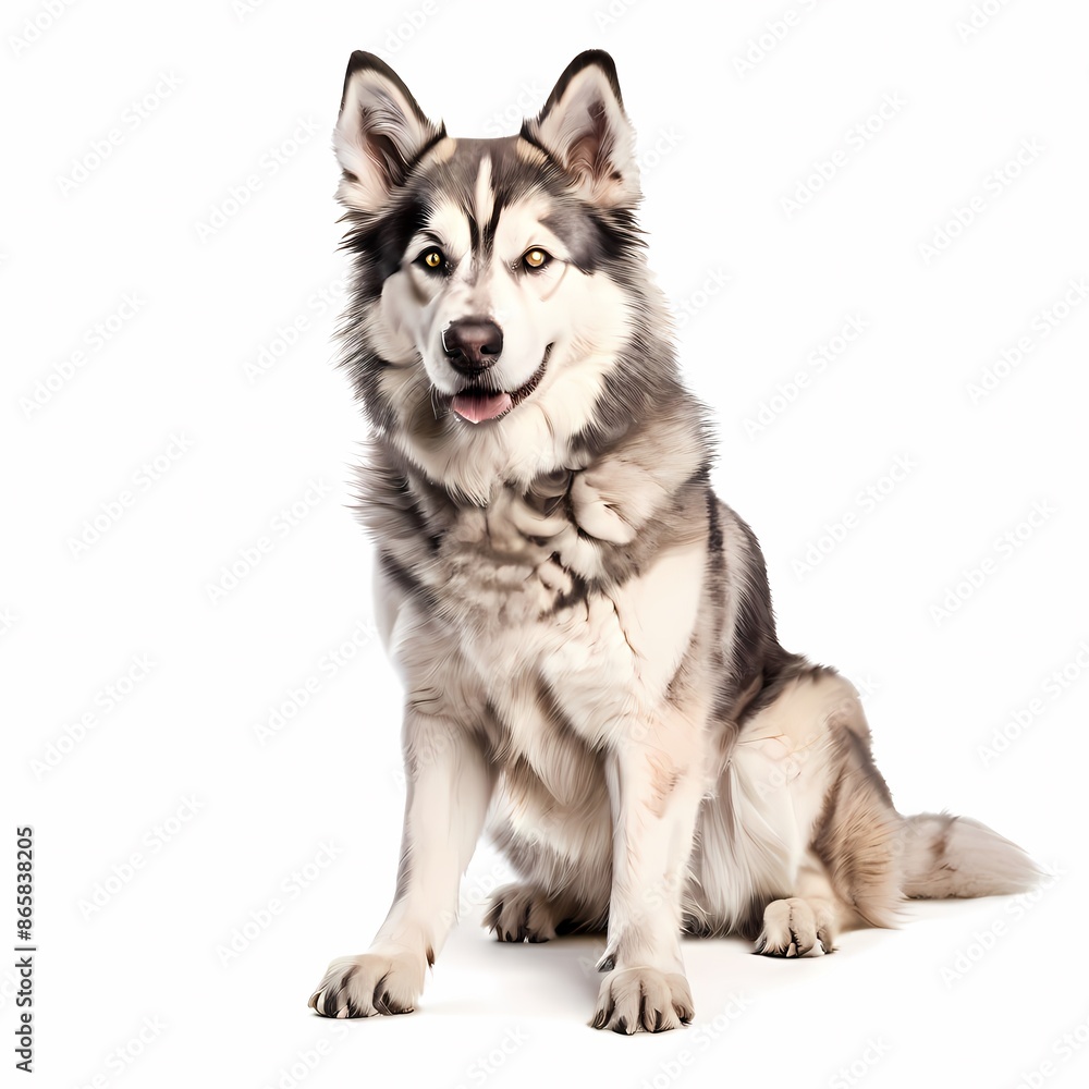 Northern inuit dog breed against white background, AI Generated Northern inuit dog breed against white background, AI Generated