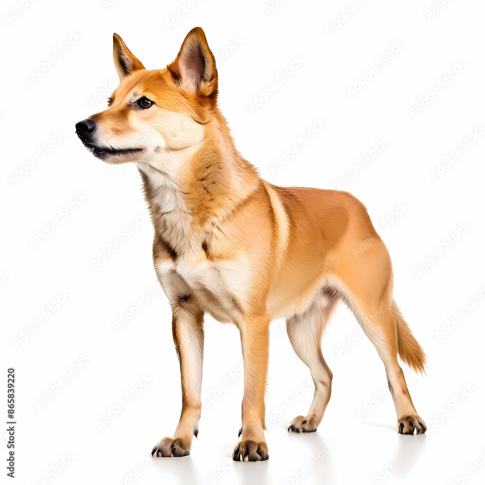Obraz premium New guinea singing dog breed against white background, AI Generated