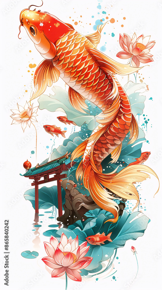 Carp jump Longmen entrance examination high school to change the fate of concept illustration
Carp jump Longmen entrance examination high school to change the fate of concept illustration