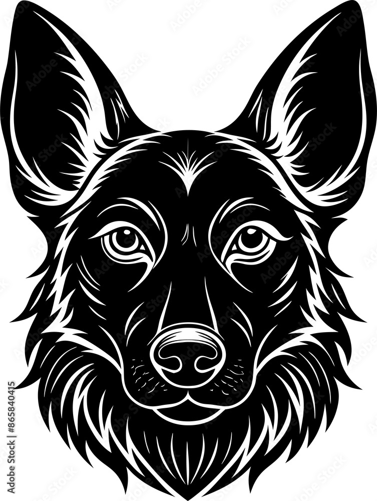 Dog Head Black Silhouette Vector Illustration on white background Animal Clipart Dog Head Black Silhouette Vector Illustration on white background Animal Clipart
