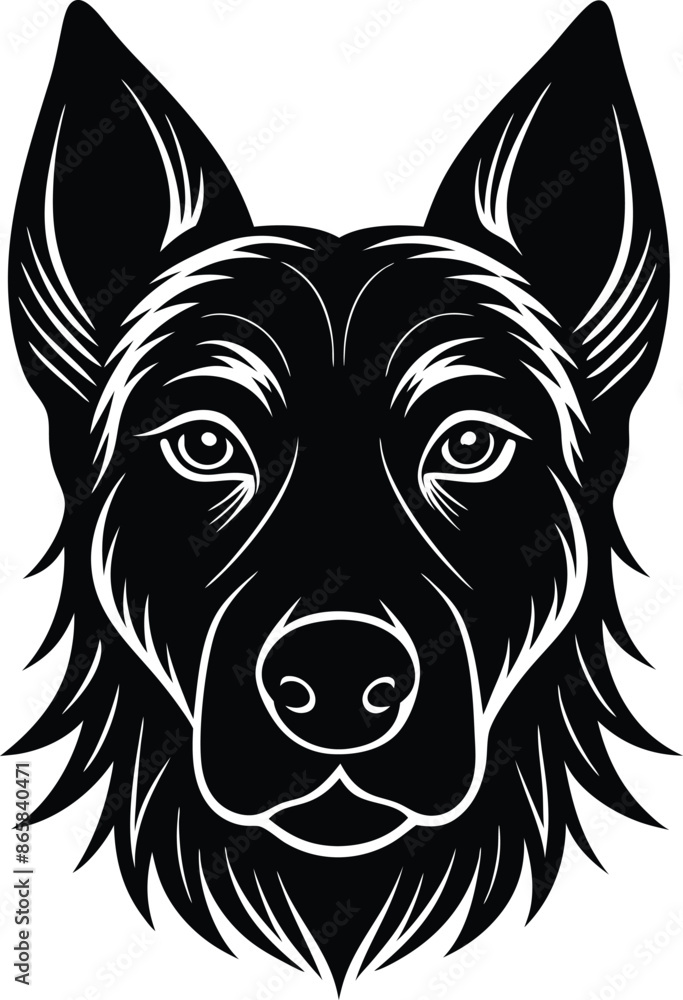 Dog Head Black Silhouette Vector Illustration on white background Animal Clipart Dog Head Black Silhouette Vector Illustration on white background Animal Clipart