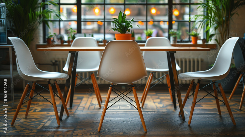 Fototapeta premium chairs and table in restaurant