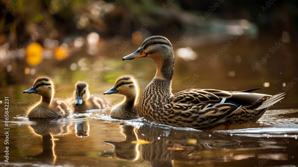 a pond with a beautiful duck, AI Generative a pond with a beautiful duck, AI Generative
