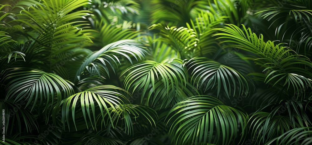 lush tropical palm leaves closeup in dense rainforest garden full framed dark green texture wallpaper decoration nature background lush tropical palm leaves closeup in dense rainforest garden full framed dark green texture wallpaper decoration nature background