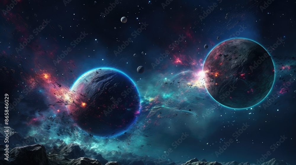 Obraz premium Abstract planets and space background