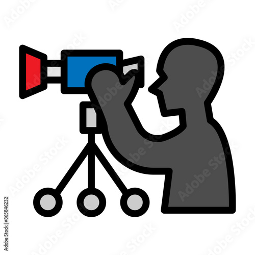 Camera Operator Vector Filled Icon Design